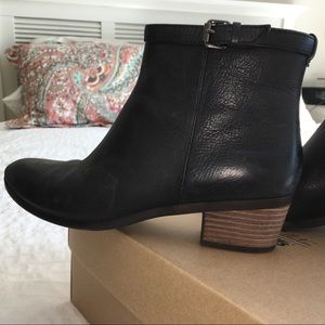 Black leather booties